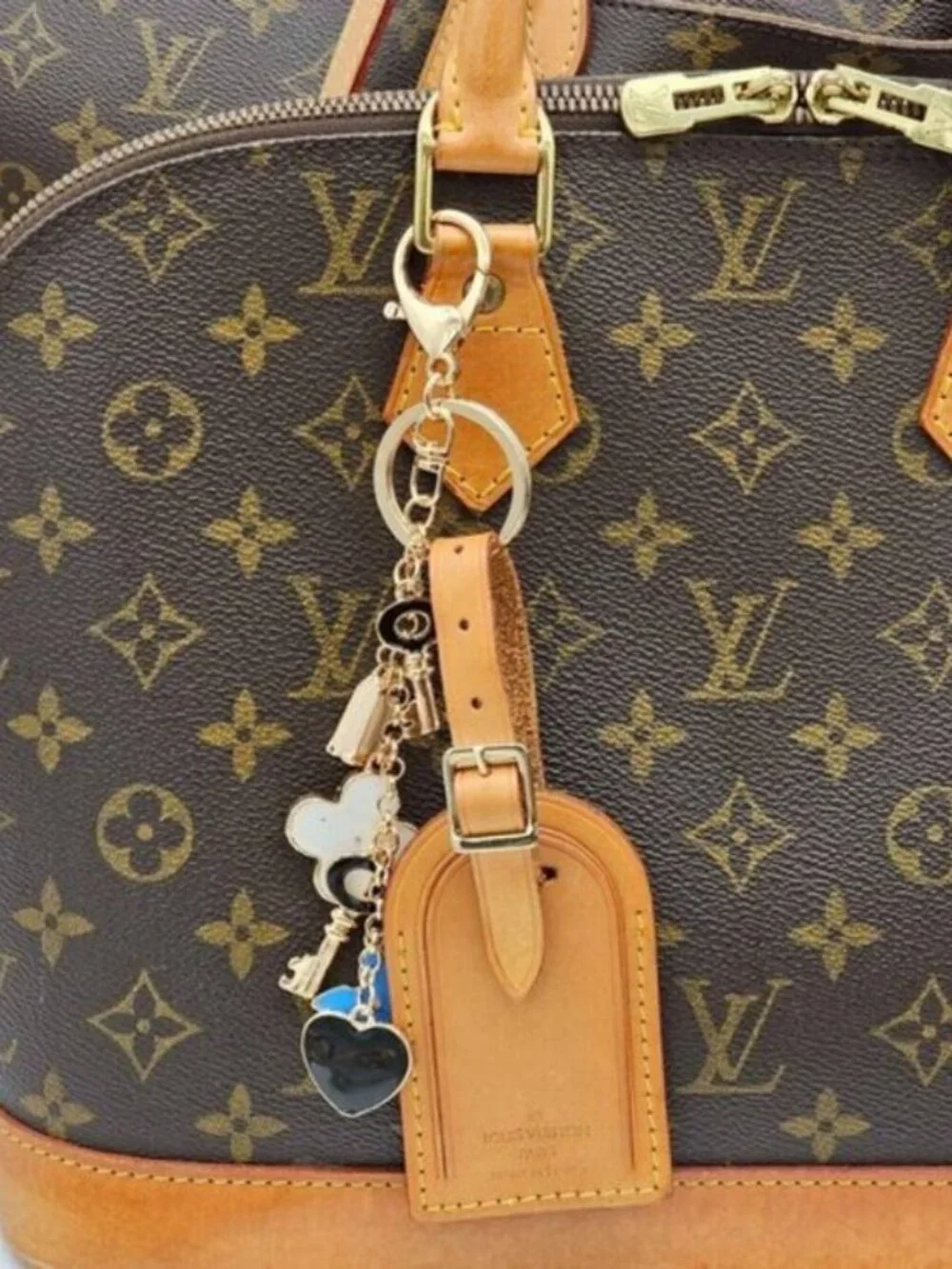 Authentic Louis Vuitton Luggage Tag with Unbranded Keycharm, Keychain